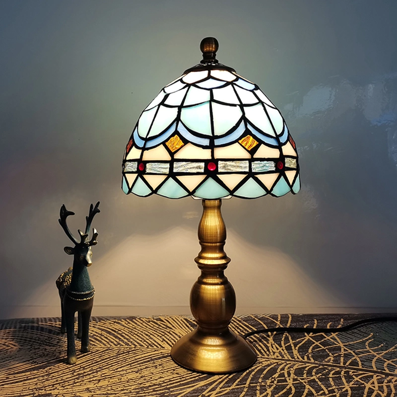 20cm Tiffany Table Lamp Alloy Base Bedroom Mosaic Lamp (WH-TTB-71)