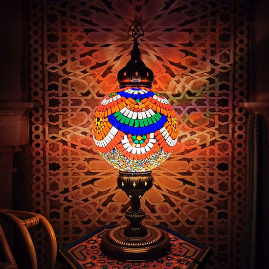 Candeeiro de mesa em mosaico estilo turco mediterrâneo candeeiro de mesa para estudo de quarto (WH