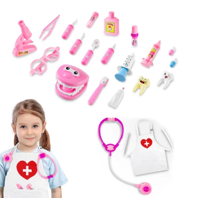 Educacional fingir jogar kit médico médico role play traje diy médico dentista kit brinquedos médico traje estetoscópio kit médico role play brinquedo conjunto