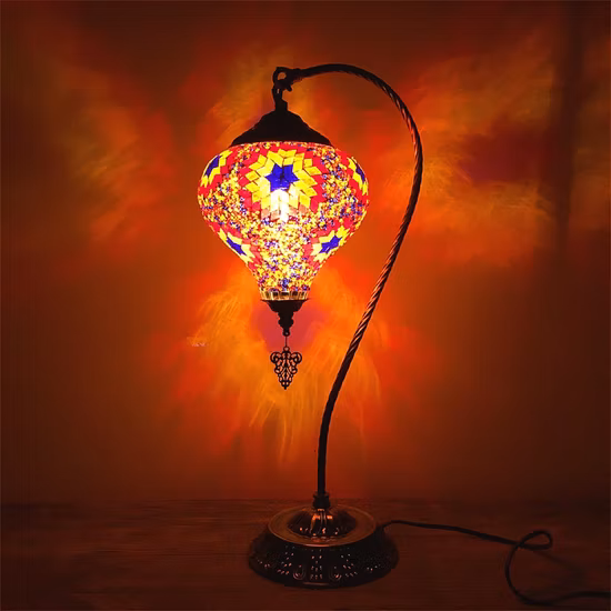 Candeeiro de mesa em mosaico turco Vintage Art Deco lâmpada LED de cabeceira (WH