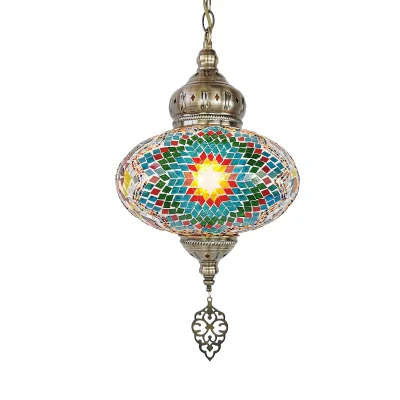 Turco marroquino estilo tiffany artesanal mosaico pendurado lâmpada de teto pingente de luz