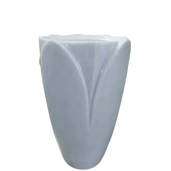 Vaso de lótus de mármore branco de pedra natural para lápide e lápide